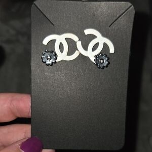 Elegant White and Silver Earrings